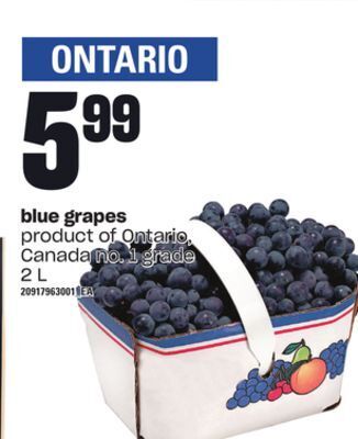 Loblaws Blue grapes, 2 l offer