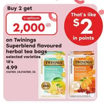 Loblaws Twinings superblend flavoured herbal tea bags, 18's offer