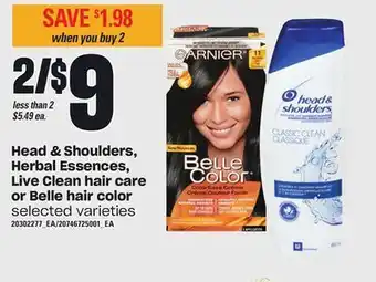 Independent Grocer Head & shoulders, herbal essences, live clean hair care or belle hair color offer