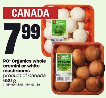 Independent Grocer Pc® organics whole cremini or white mushrooms, 680 g offer