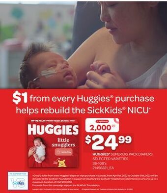 Independent Grocer Huggies® super big pack diapers, 36-108's offer