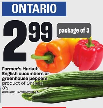 Independent Grocer Farmer's market™ english cucumbers or greenhouse peppers, 3's offer