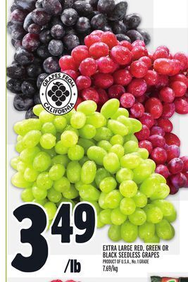 Metro Extra large red, green or black seedless grapes offer