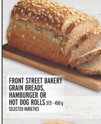 Metro Front street bakery grain breads, hamburger or hot dog rolls offer