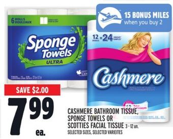 Metro Cashmere bathroom tissue, sponge towels or scotties facial tissue offer