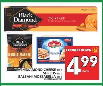 Food Basics Black diamond cheese or shreds or galbani mozzarella offer