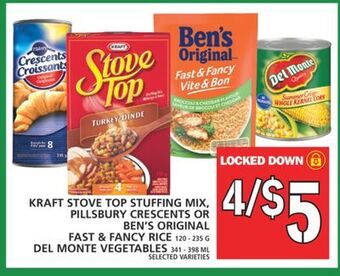 Food Basics Kraft stove top stuffing mix, pillsbury crescents or ben's original fast & fancy rice or del monte vegetables offer