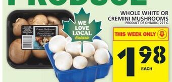 Food Basics Whole white or cremini mushrooms offer