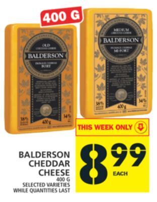 Food Basics Balderson cheddar cheese offer