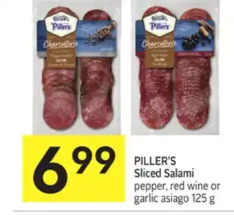 Foodland Piller's sliced salami pepper, red wine or garlic asiago 125 g offer