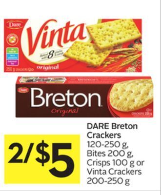 Foodland Dare breton crackers 120-250 g, bites 200 g crisps 100 g or vinta crackers 200-250 g offer