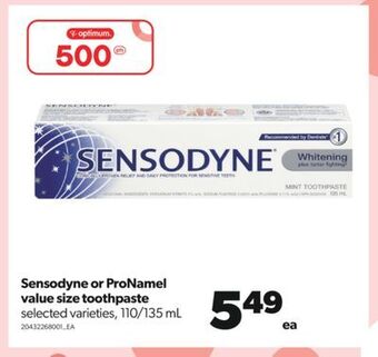 Real Canadian Superstore Sensodyne or pronamel value size toothpaste, 110/135 ml offer