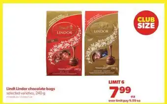 Real Canadian Superstore Lindt lindor chocolate bags, 240 g offer
