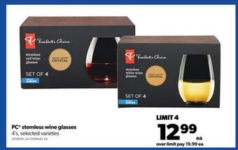 Real Canadian Superstore Pc® stemless wine glasses, 4's offer