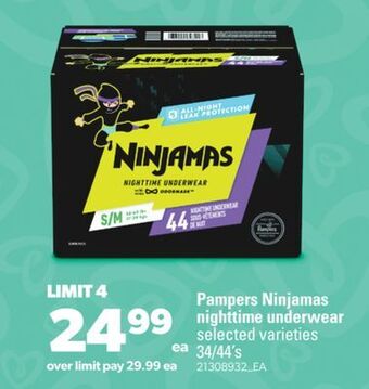 Real Canadian Superstore Pampers ninjamas nighttime underwear, 34/44's offer