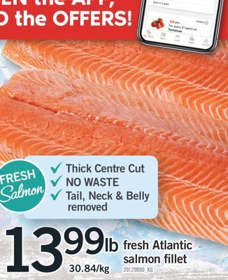 Fortinos Fresh atlantic salmon fillet offer