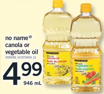 Fortinos No name® canola or vegetable oil, 946 ml offer