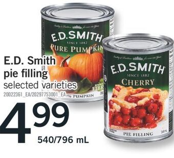 Fortinos E.d. smith pie filling, 540/796 ml offer