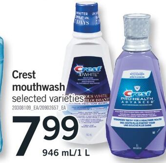 Fortinos Crest mouthwash, 946 ml/1 l offer