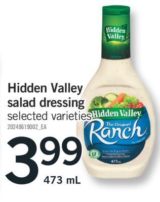 Fortinos Hidden valley salad dressing, 473 ml offer