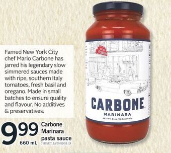 Fortinos Carbone marinara pasta sauce, 660 ml offer