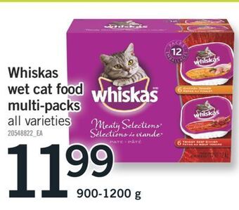 Fortinos Whiskas wet cat food multi-packs, 900-1200 g offer