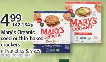 Fortinos Mary's organic seed or thin-baked crackers offer