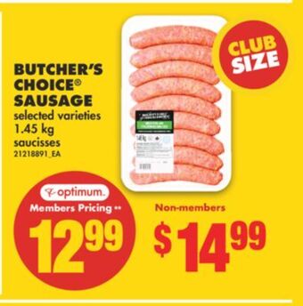 No Frills Butcher's choice® sausage, 1.45 kg offer