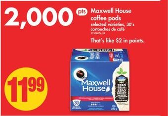 No Frills Maxwell house coffee pods, 30's offer