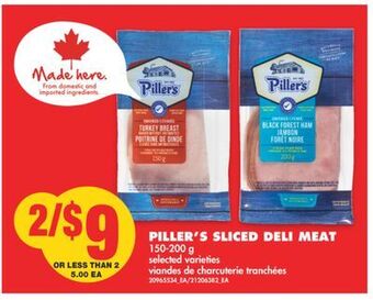No Frills Piller's sliced deli meat, 150-200 g offer