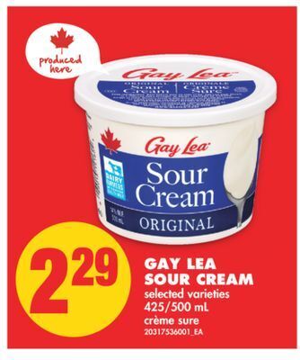No Frills Gay lea sour cream, 425/500 ml offer