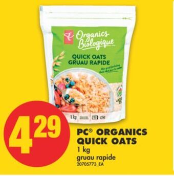 No Frills Pc® organics quick oats, 1 kg offer