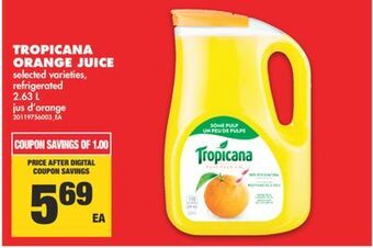 No Frills Tropicana orange juice, 2.63 l offer