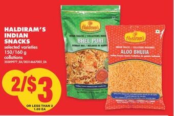 No Frills Haldiram's indian snacks, 150/160 g offer
