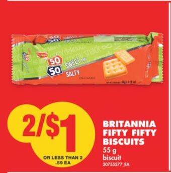 No Frills Britannia fifty fifty biscuits, 55 g offer