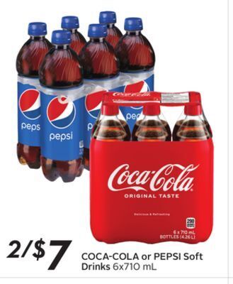 Sobeys Coca-cola or pepsi soft drinks offer