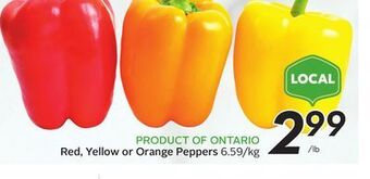 Sobeys Red, yellow or orange peppers offer