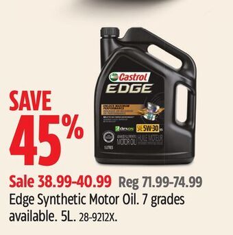 Canadian Tire Castrol edge synthetic motor oil offer