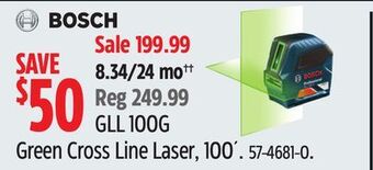 Canadian Tire Bosch gll 100g green cross line laser, 100´ offer