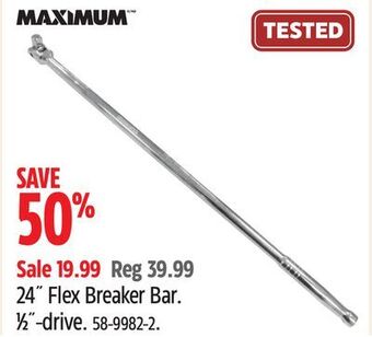Canadian Tire Maximum 24" flex breaker bar offer