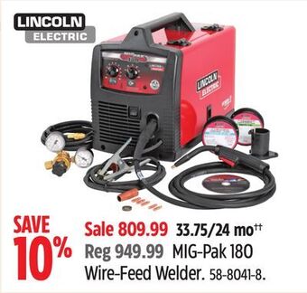 Canadian Tire Lincoln electric mig-pak 180 wire-feed welder offer