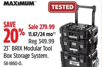 Canadian Tire Maximum 23" brix modular tool box storage system offer