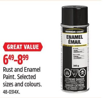 Canadian Tire Armor coat rust and enamel paint offer