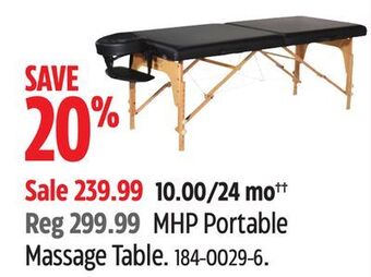 Canadian Tire Mhp portable massage table offer