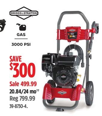 Canadian Tire Briggs & stratton 3000 psi gas pressure washer offer