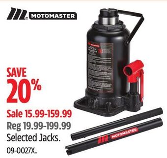 Canadian Tire Motomaster selected jacks offer