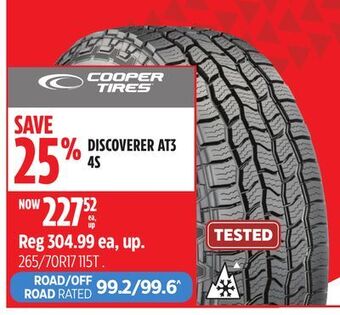 Canadian Tire Cooper tires discoverer at3 4s offer