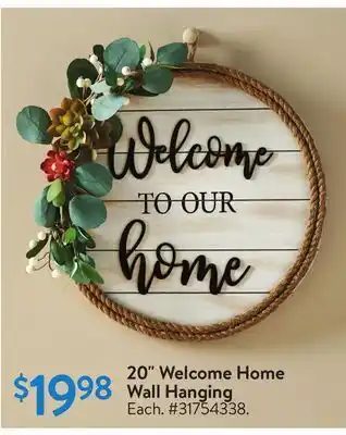 Walmart 20" welcome home wall hanging offer