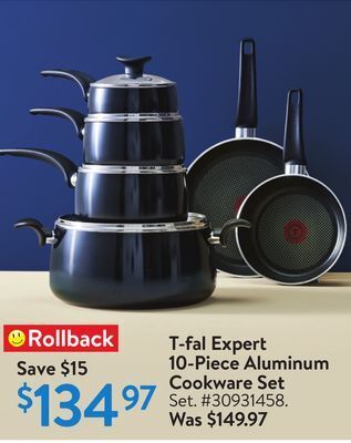 Walmart T-fal expert 10-piece aluminum cookware set offer