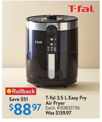 Walmart T-fal 3.5 l easy fry air fryer offer